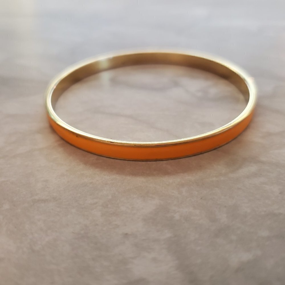 🧡 Vintage 2000's 00's Y2K J.Crew bright Orange Enamal Skinny Bangle Bracelet 🧡 - Picture 3 of 9